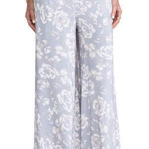 Jack by BB Dakota Blueish-Gray Wide Leg Boho Resort Floral Pants ~ Size Medium